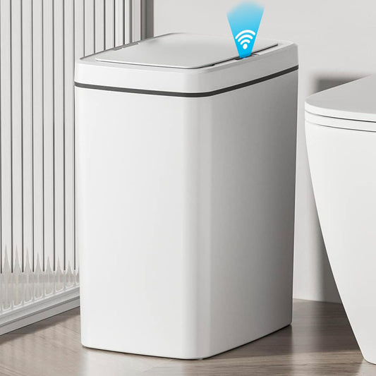 Automatic, Smart Trash Can 3.2 Gallon with Touchless Motion Sensor and anti - Bag Slip Lid, Use as Mini Garbage Basket, Slim Dust Bin, or Decor in Bathroom, Restroom, Kitchen (Shiny White)
